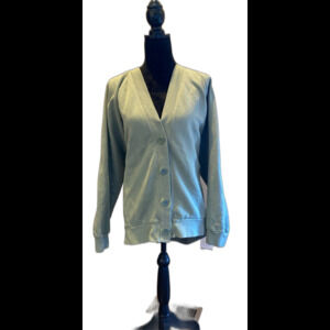 Gap Sweatshirt‎ Button Down Jacket Plus Size XL Sage Green Fleece Inside V Neck